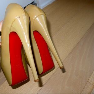**Christian Louboutin Highness Platform Pumps - Nude Patent - Sky-High Glamour**